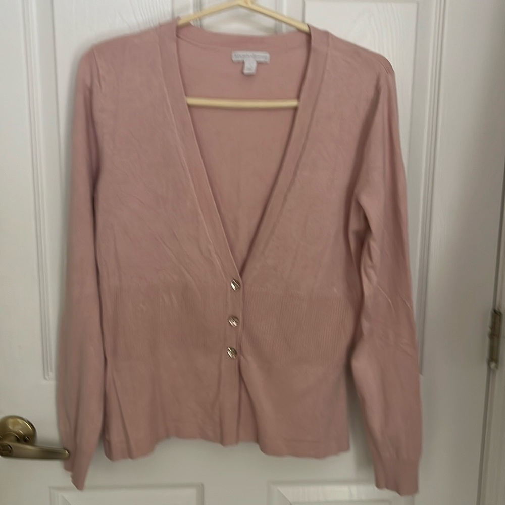 New York & Company long sleeve button front sweater size medium